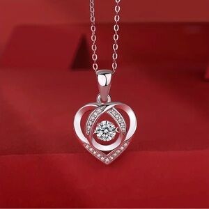 1/2 ct Moissanite Pendant 925 Silver, 18K White Gold Plated Heart Suspension